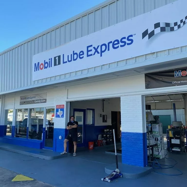Frankie's Mobil 1 Lube Express storefront on Richmond Avenue, Houston